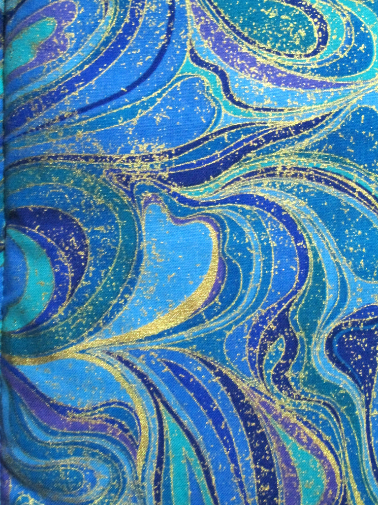 Pram belly bar cover-Peacock perfection metallic swirls