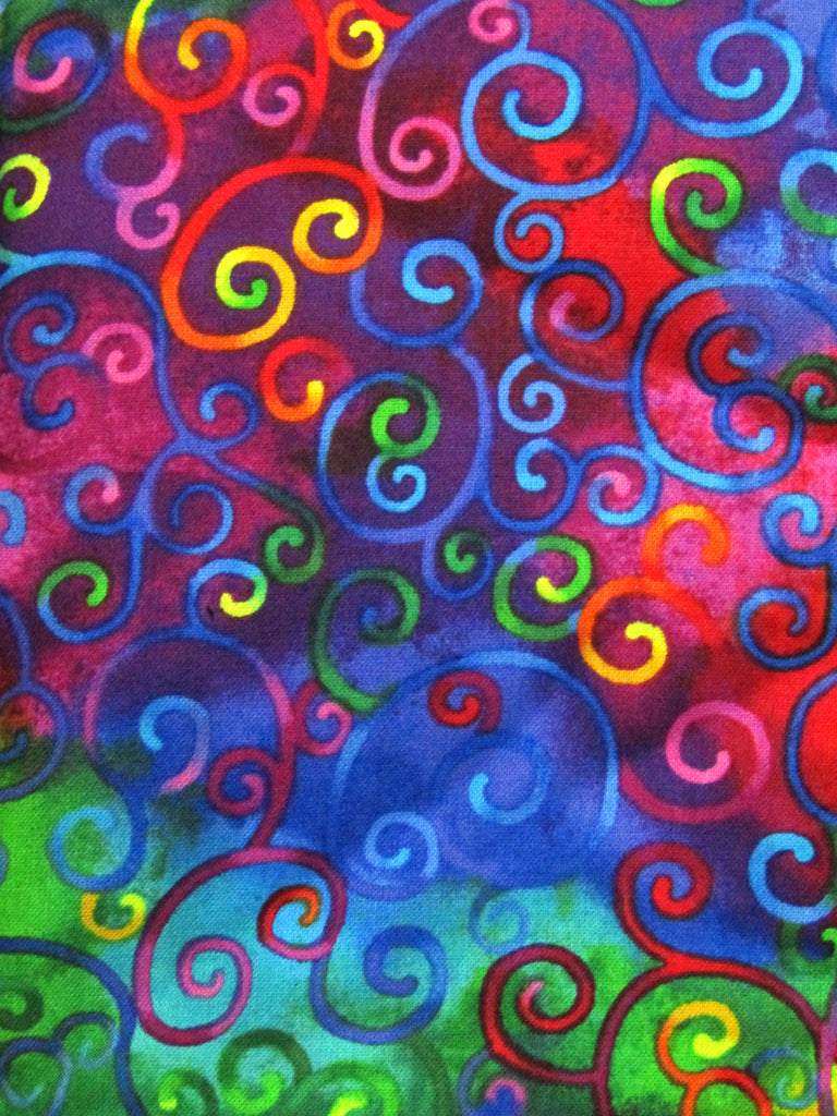 Pram liner set universal,100% cotton-Rainbow swirls