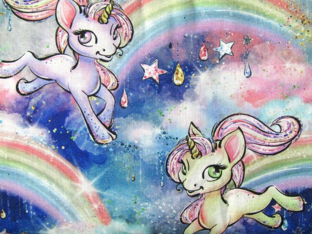Pram/stroller seat liner-Ponies in rainbow sky-Last one**Medium size**