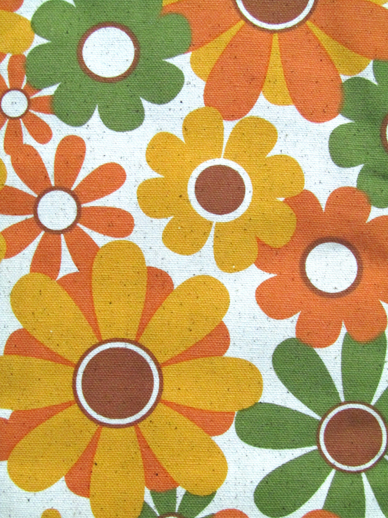Pram liner set universal,100% cotton-Retro orange blossoms