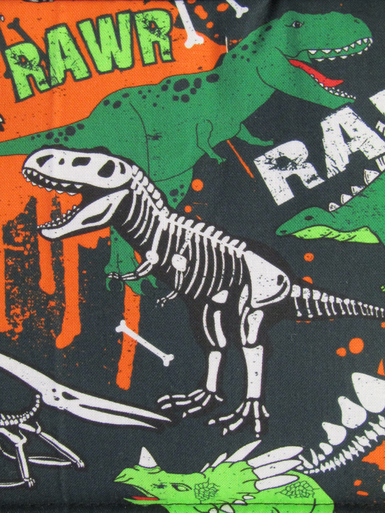 Pram belly bar cover-Rawring dinosaur bones