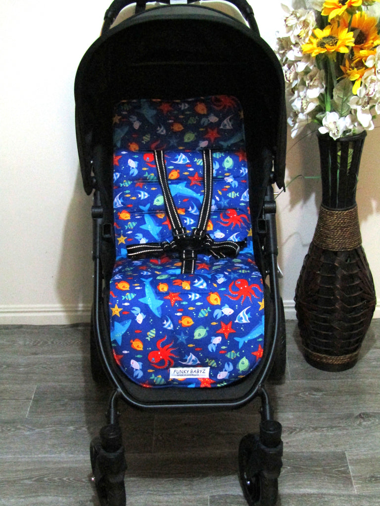 Pram liner set universal,100% cotton-Fishy