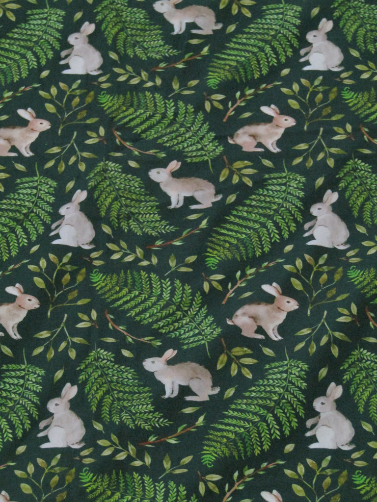 Fitted cot sheet-Bunny fields,green