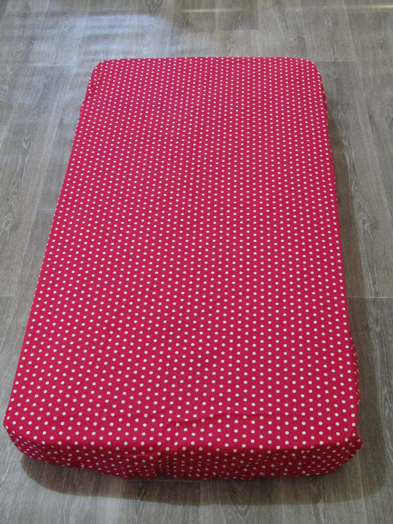 Fitted cot sheet-Polka dot,hot pink