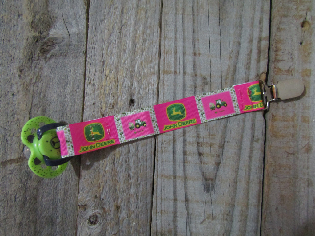 Pacifier strap-Tractors,pink