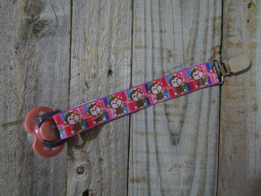 Pacifier strap-Pretty floral monkey