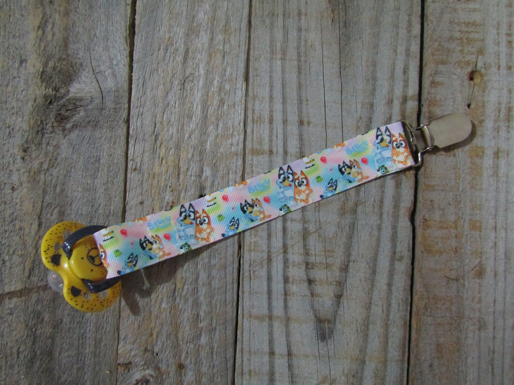 Pacifier strap-Coloured Bluey and Bingo