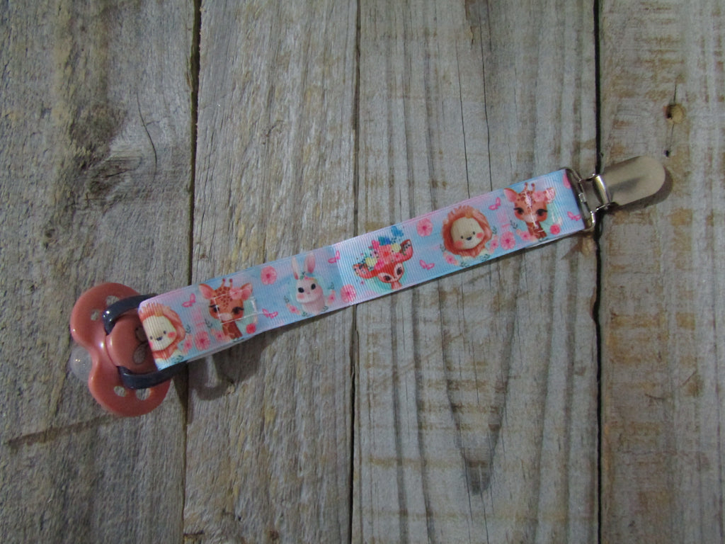 Pacifier strap-Floral jungle animals