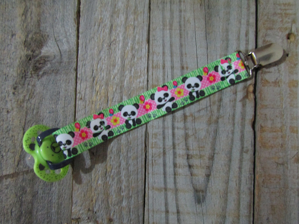 Pacifier straps-Pretty panda bears