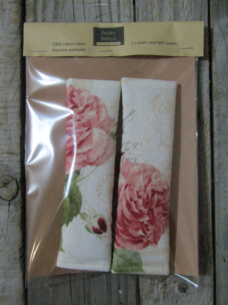 Seat belt covers-French roses