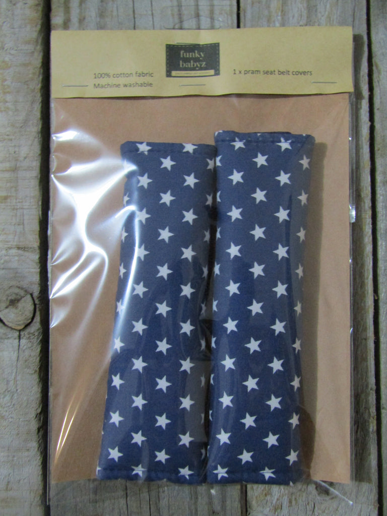 Seat belt covers-Stars,navy blue