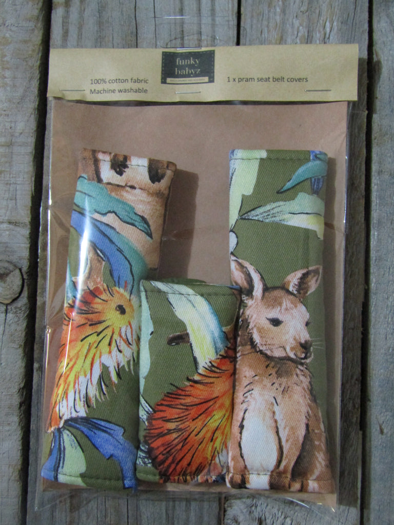 Seat belt covers-Vintage kangaroos