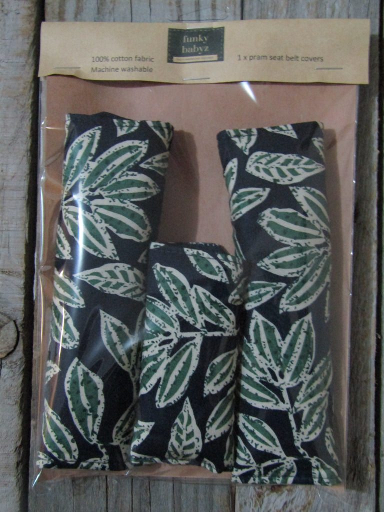 Seat belt covers-Green leaves