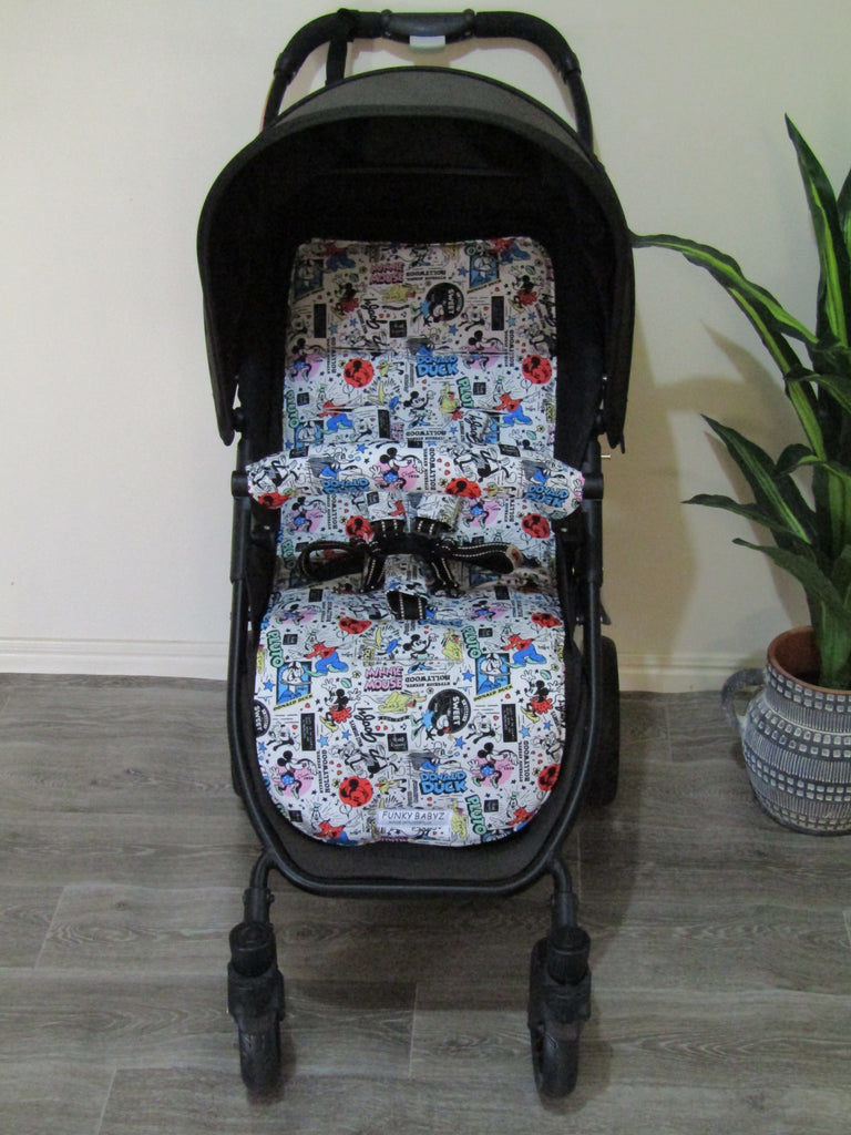 Pram liner set universal,100% cotton-Mouse & friends,comic