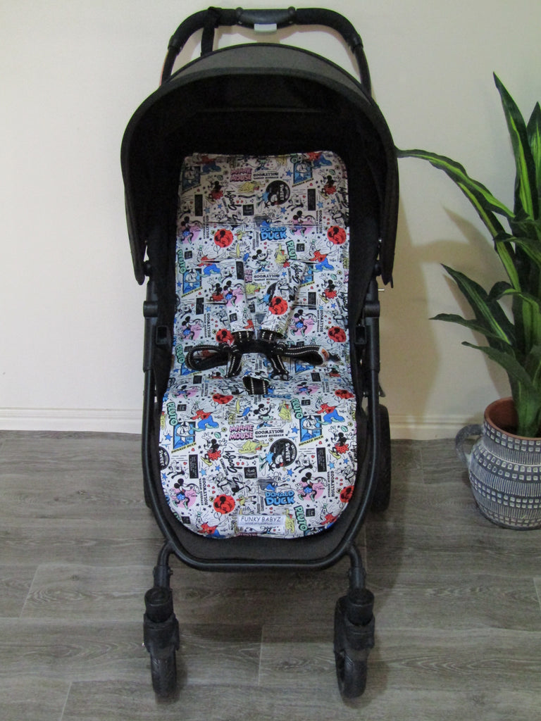 Pram liner set universal,100% cotton-Mouse & friends,comic