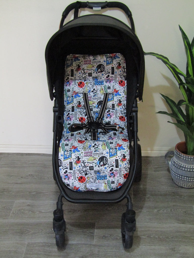 Pram liner set universal,100% cotton-Mouse & friends,comic