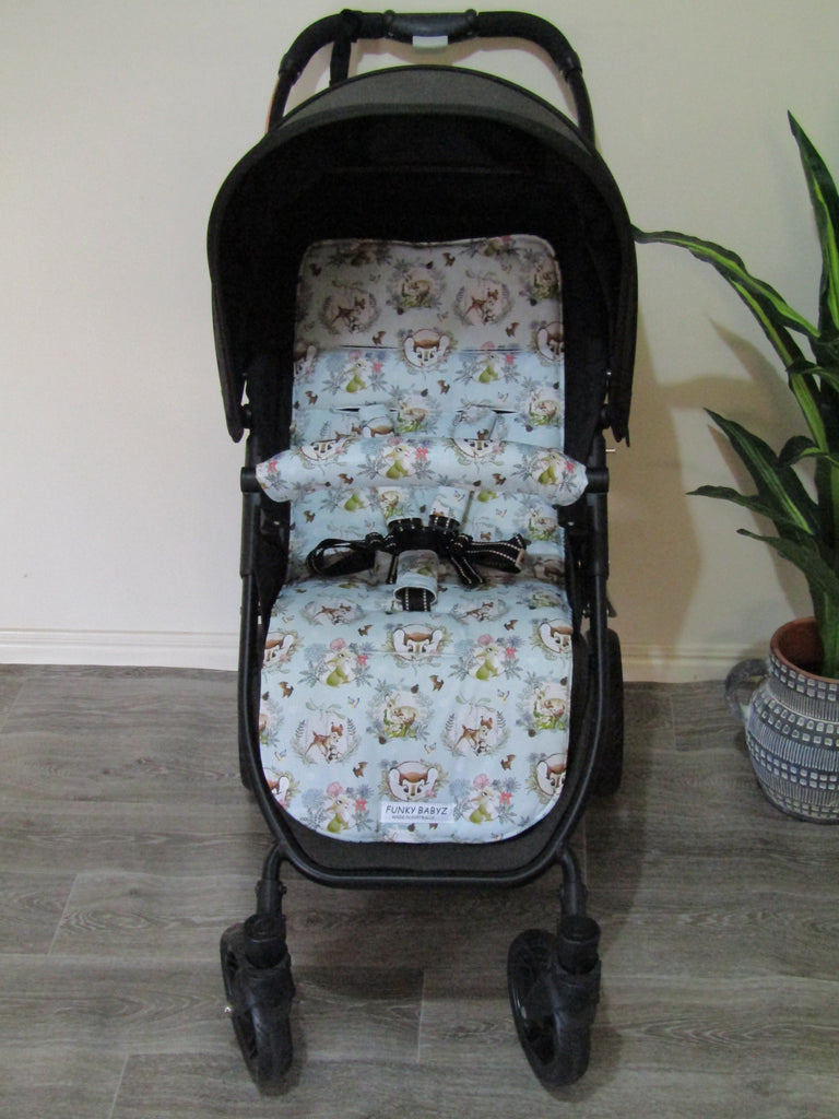 Pram liner set universal,100% cotton-Baby deer winter botanical