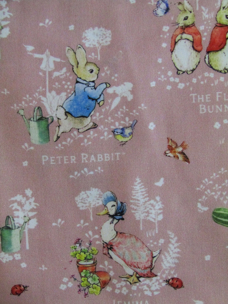 Pram liner set universal,100% cotton-Rabbit & friends,pink