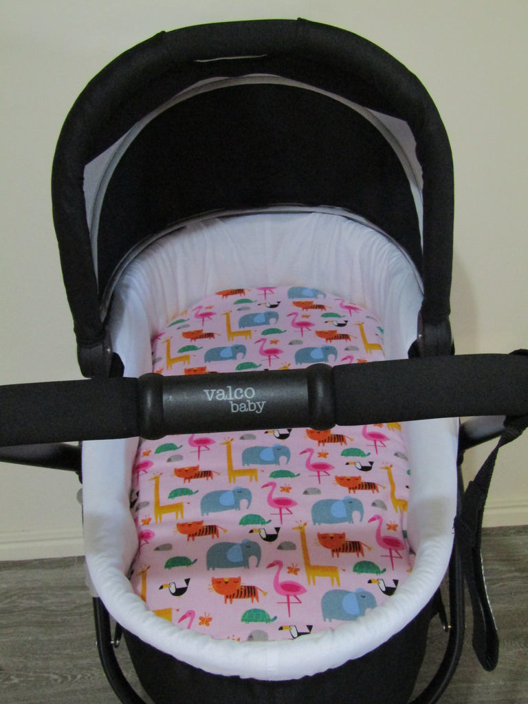 Pram bassinet liner-Zoo animals,pink-*CLEARANCE*