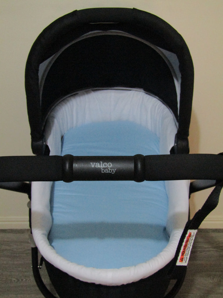 Pram/stroller bassinet liner-Organic gingham,blue