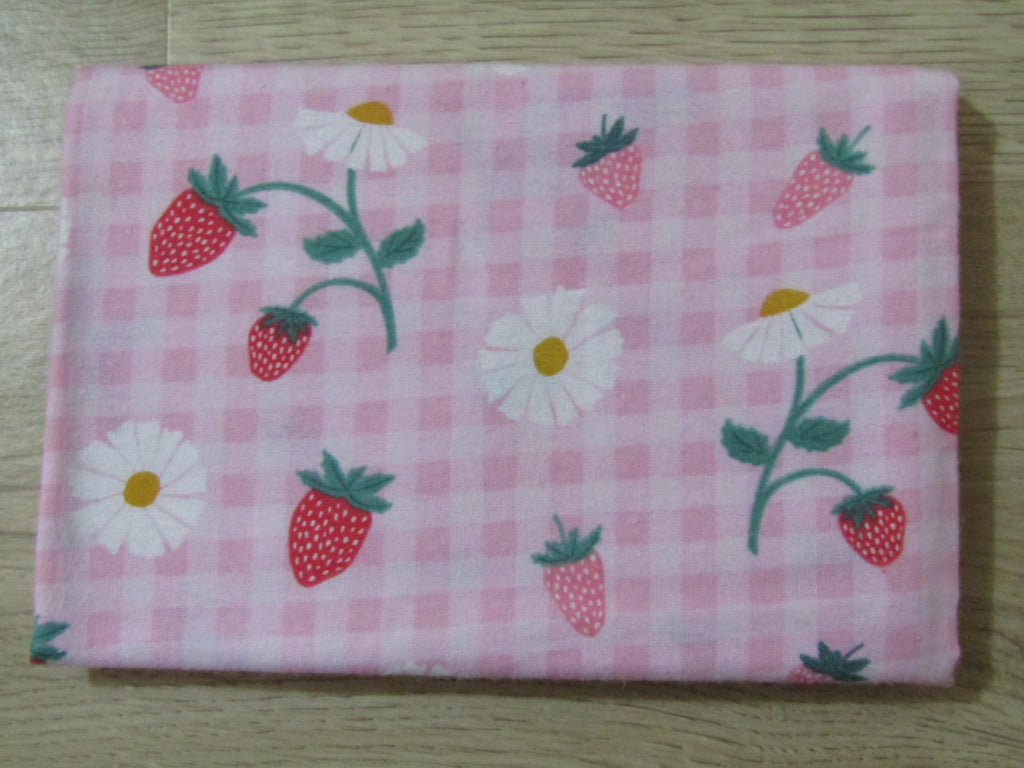 Flannelette baby wrap,blanket-Sweet strawberries,pink gingham