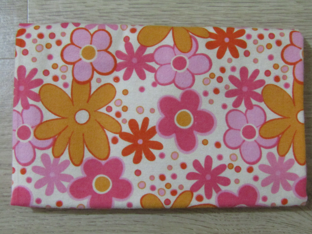 Flannelette baby wrap,blanket-Retro floral,pink/orange