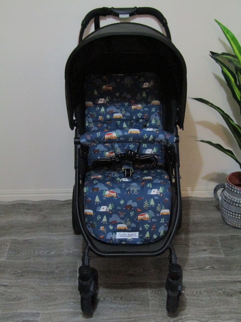 Pram liner set universal,100% cotton-Little camper