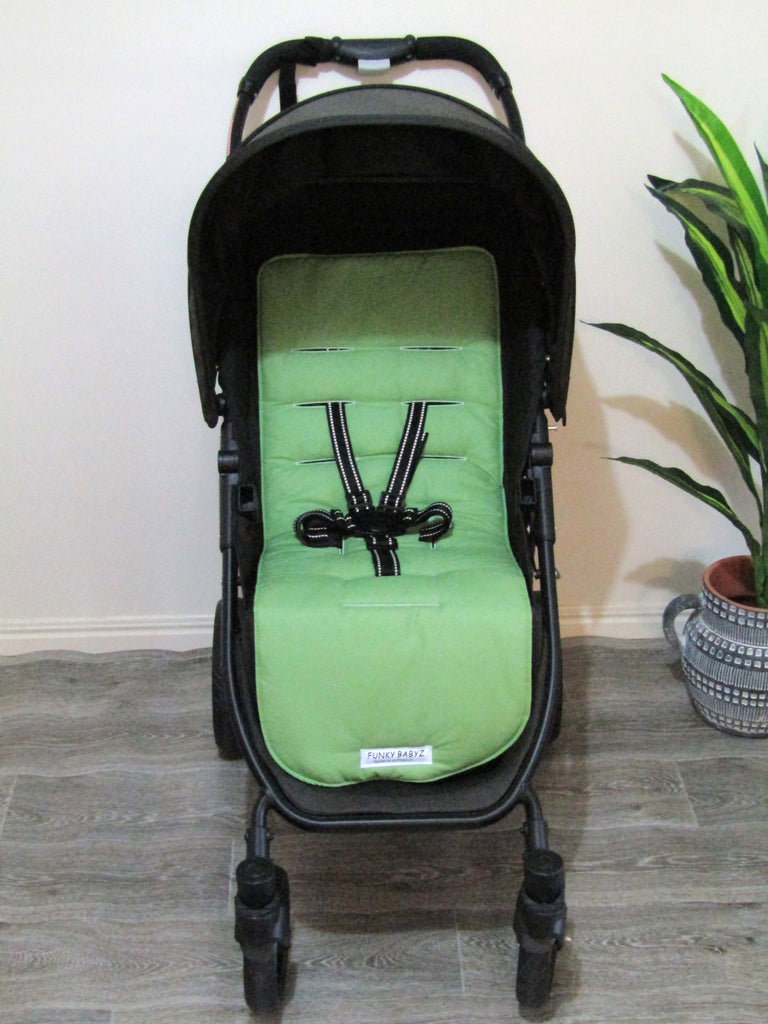 Pram/stroller seat liner-Pastel green gingham,small square organic