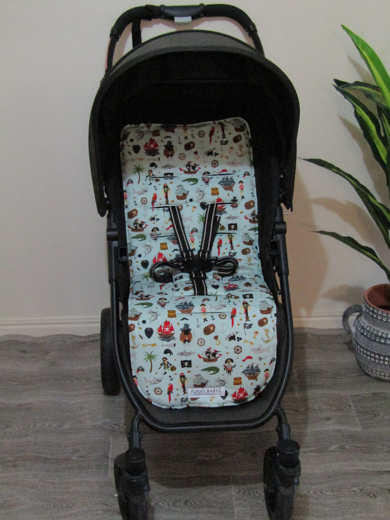 Pram liner set universal,100% cotton-Pirate island