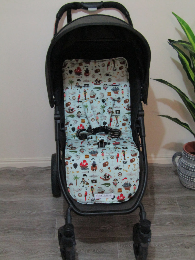 Pram liner set universal,100% cotton-Pirate island