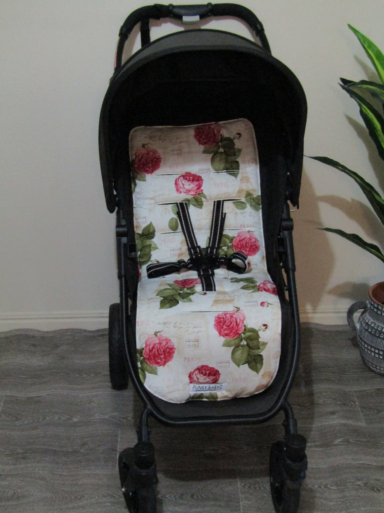 Pram liner set universal,100% cotton-French roses