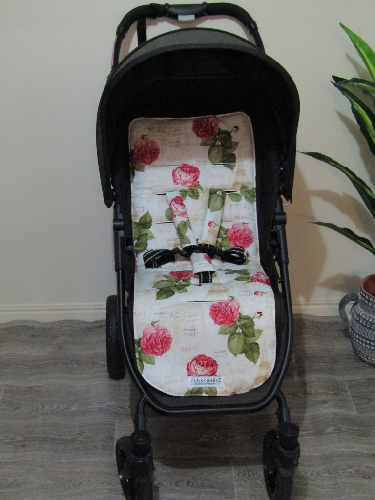 Pram liner set universal,100% cotton-French roses