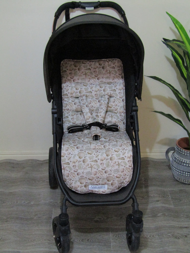 Pram liner set universal,100% cotton-Seashells