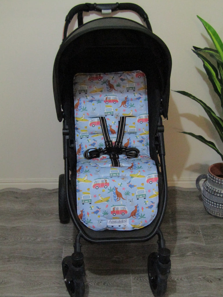 Pram liner set universal,100% cotton-Aussie road trip