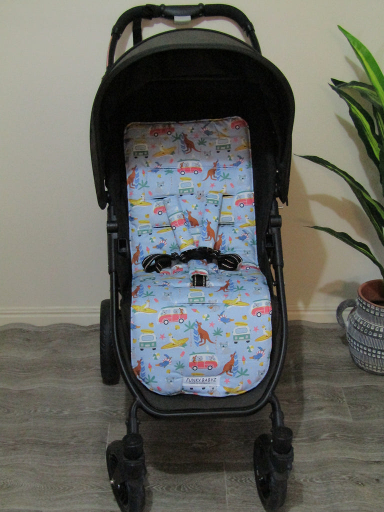 Pram liner set universal,100% cotton-Aussie road trip