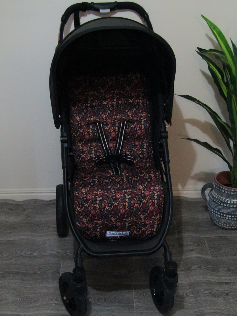 Pram liner set universal,100% cotton-Vintage brown floral