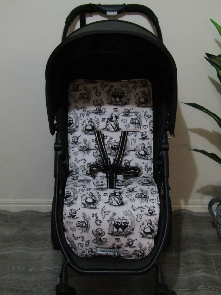 Pram liner set universal,100% cotton-Alice in wonderland