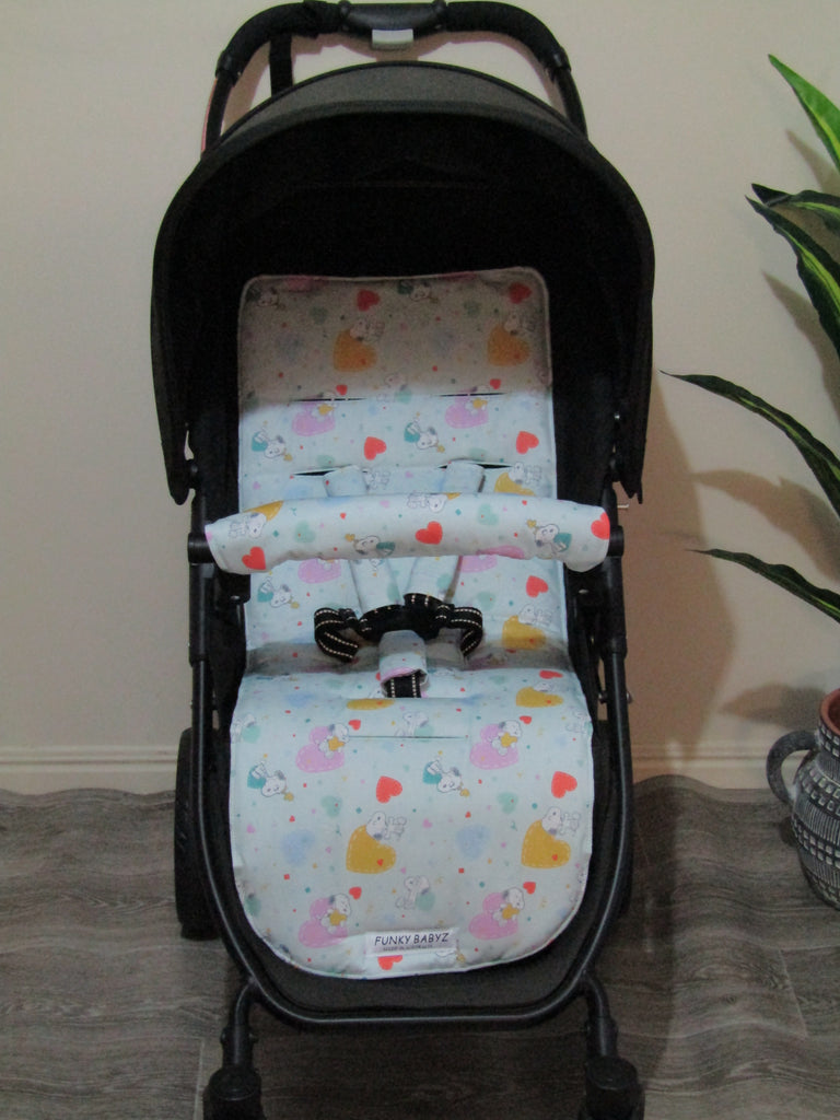 Pram liner set universal,100% cotton-Snoopy style,love you