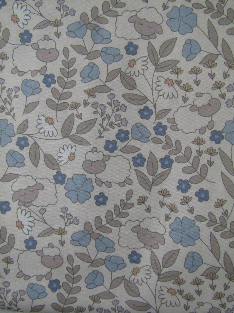 Pram bassinet liner-Floral sheep,blue