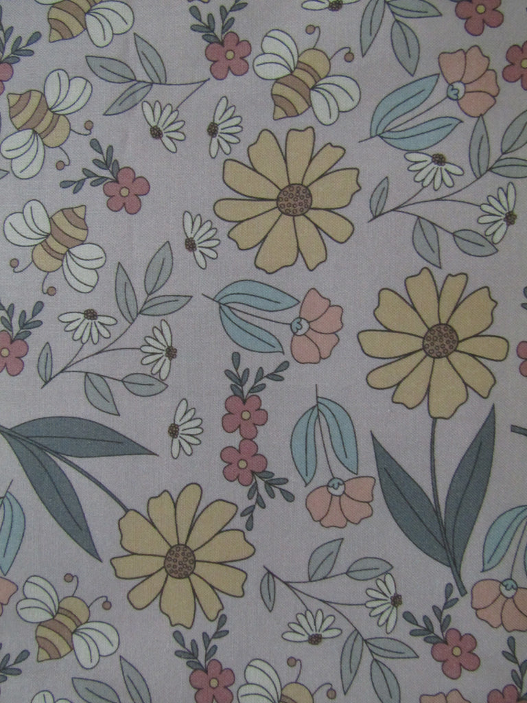 Waterproof changing mat-Pastel bees and flowers