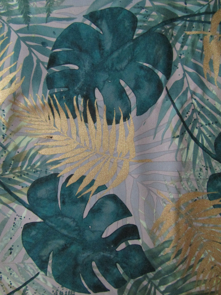 Waterproof changing mat-Green,gold leaves