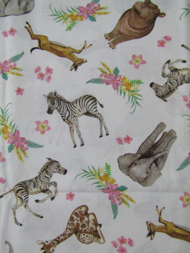 Pram liner set universal,100% cotton-Floral jungle animals