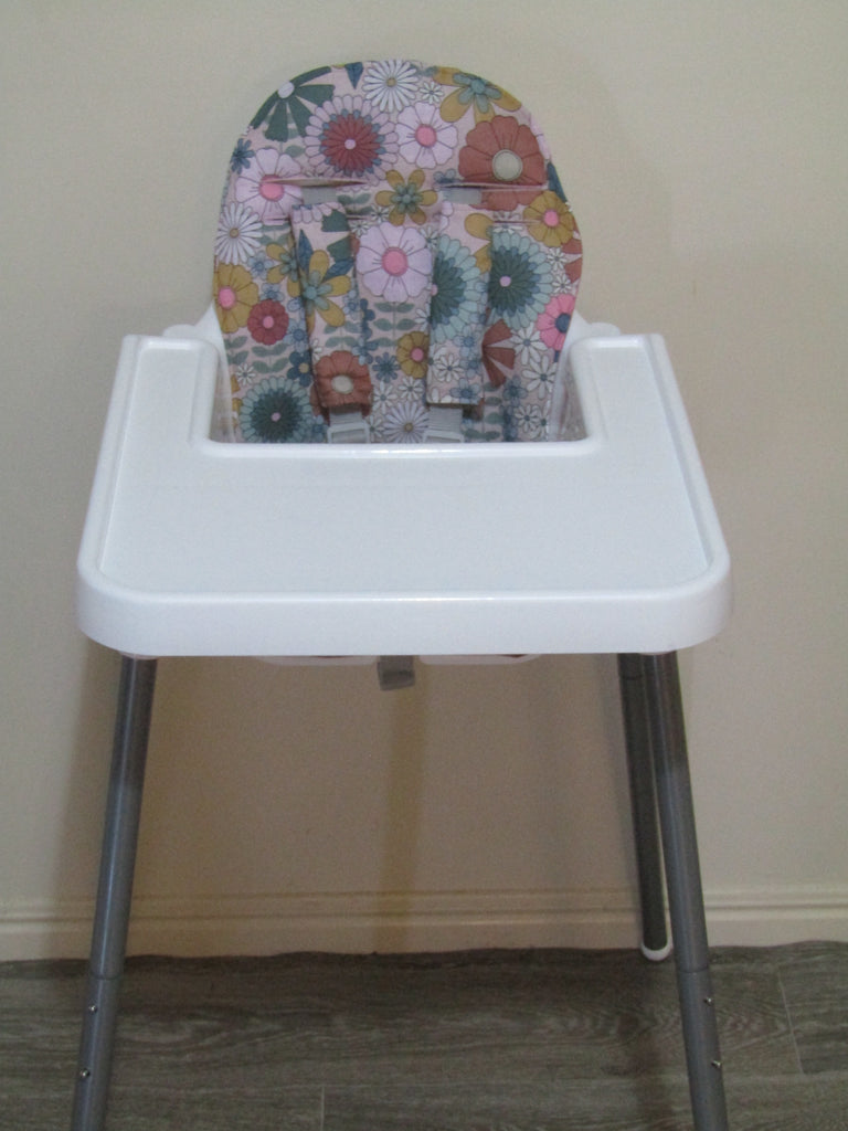 Small size universal high chair liner set-Pretty pastel flowers