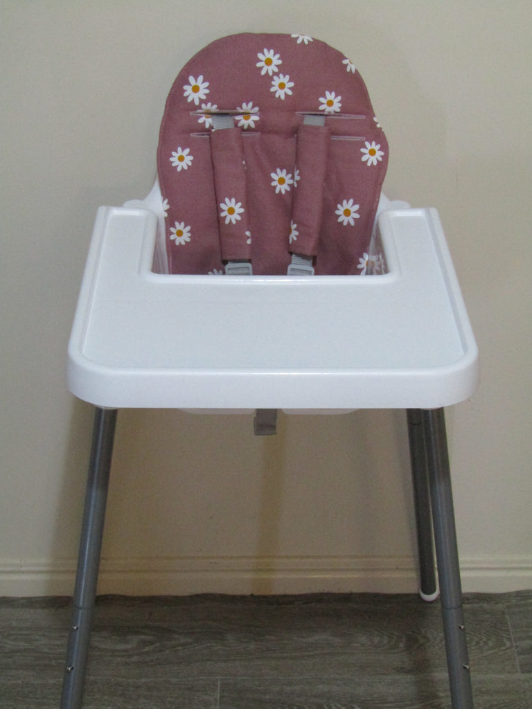 Small size universal high chair liner set-Daisy flowers,dusty pink