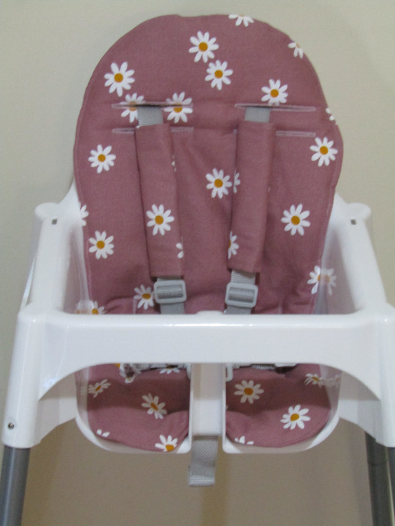 Small size universal high chair liner set-Daisy flowers,dusty pink