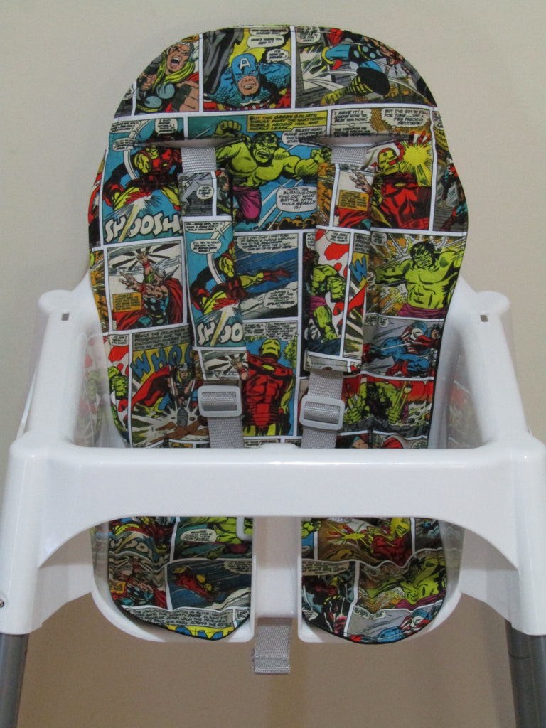 Small size universal high chair liner set-Superhero comic strips