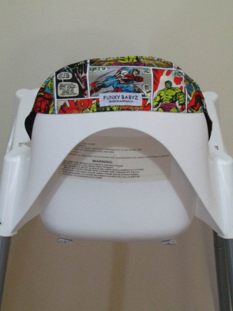 Small size universal high chair liner set-Superhero comic strips