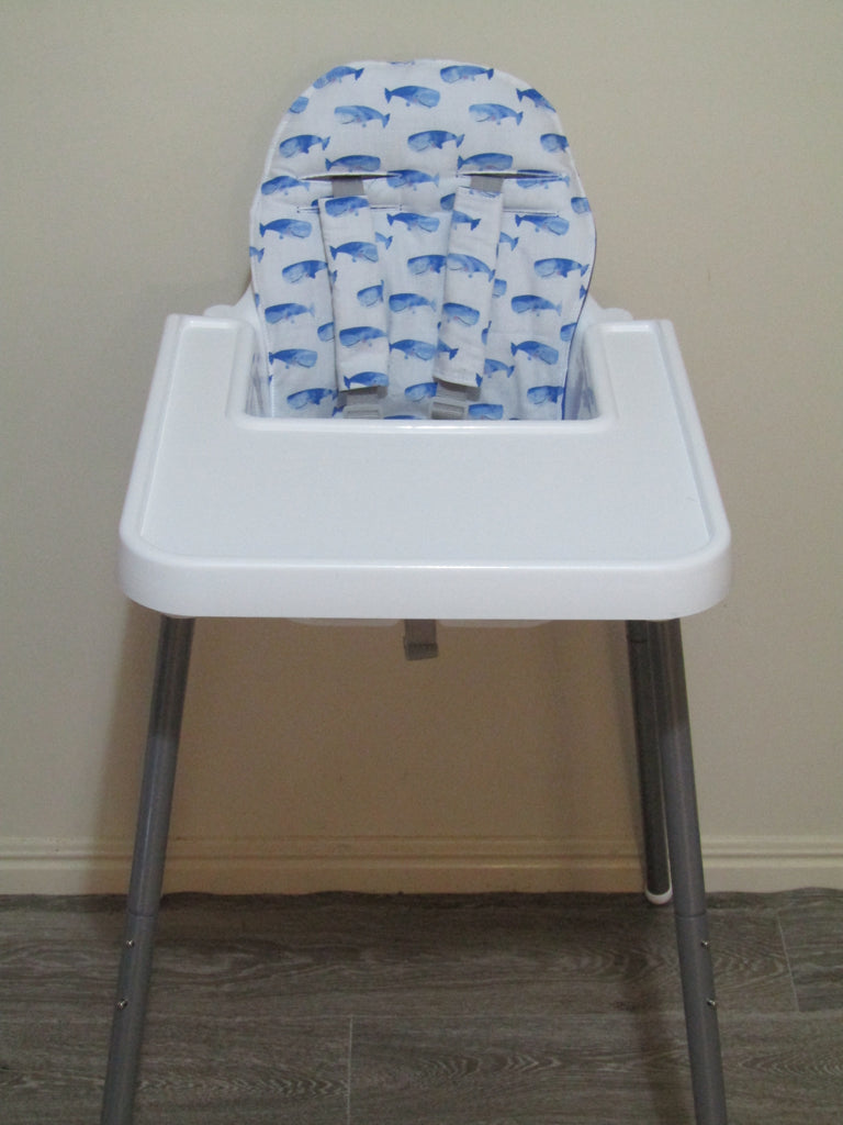 Small size universal high chair liner set-Baby blue whale