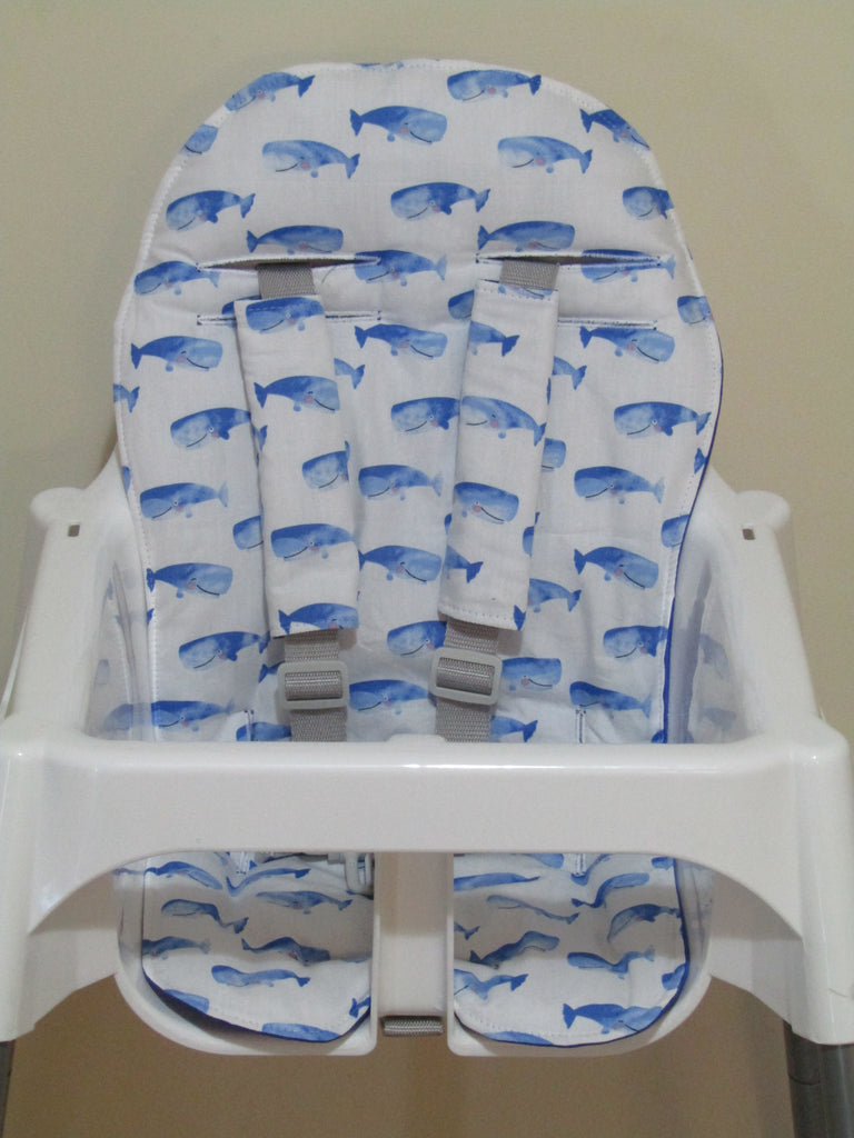 Small size universal high chair liner set-Baby blue whale