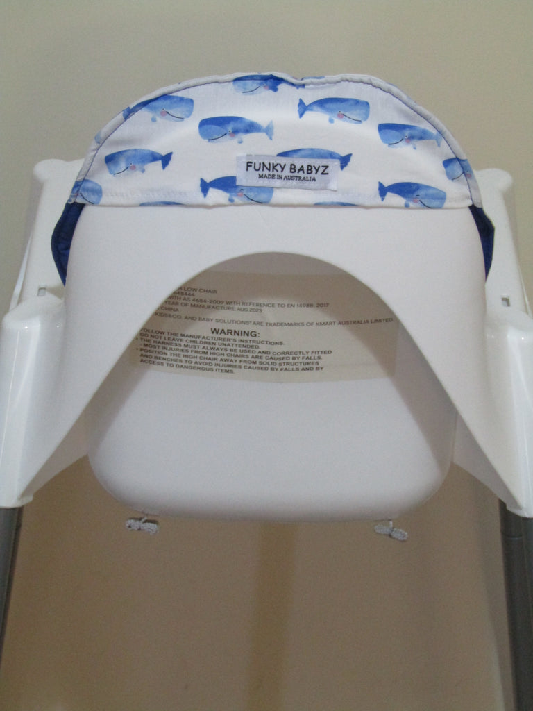 Small size universal high chair liner set-Baby blue whale